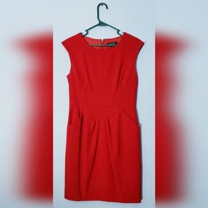 Ellen Tracy Red Sleeveless A-line Midi Dress
